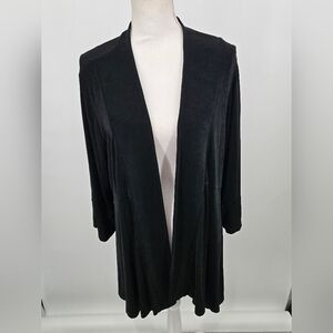 Chico's Travelers Black Open-Front Long Cardigan Size 2 (12/14) 6252